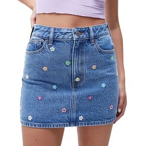 PacSun Eco Flower Power Ultra High Waisted Denim Mini Skirt Size 26